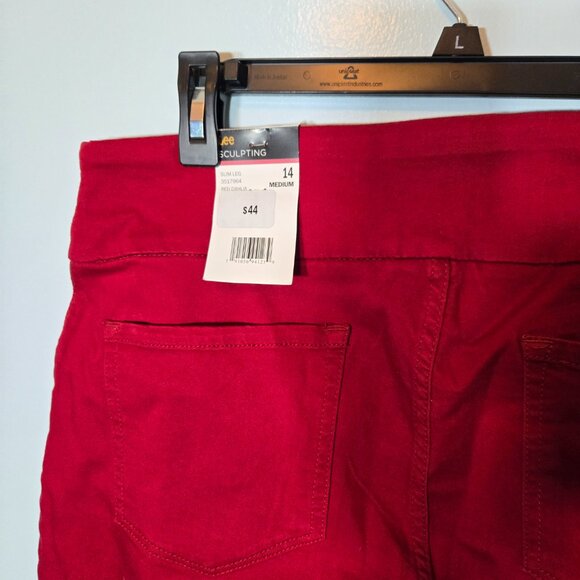 Lee Red Women's Sculpting Slim Fit Slim Leg Pull On Jean Size 14 NWT - Picture 5 of 9